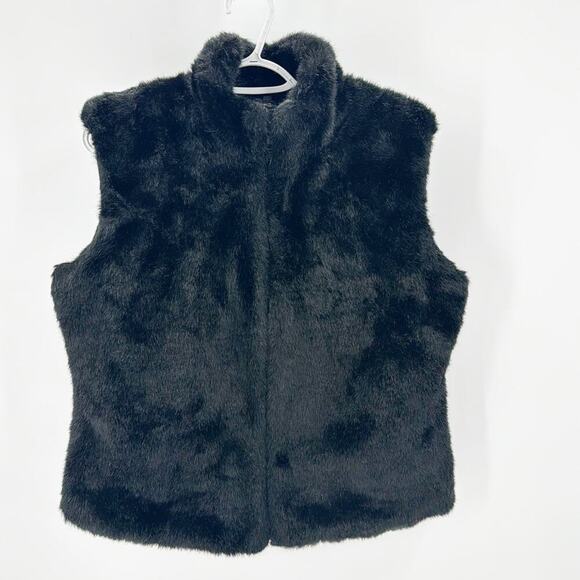 Cejon Accessories Inc. Black Faux Fur Vest Size L western cabin Colorado chic - Picture 1 of 8